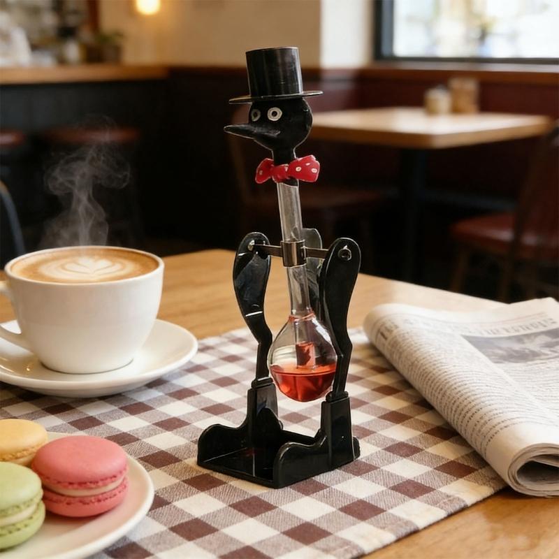 Ornement d'oiseau à mouvement perpétuel, canard en verre liquide permanent sans arrêt, jouet pour décoration de bureau à domicile