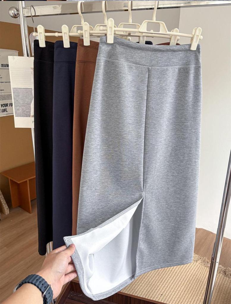 Autumn 2026 Casual Drawstring High Waist Slimming Slit Pencil Skirt
