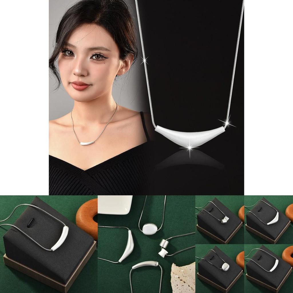 Stylish Ins Inspired Geometric Necklace For Women With Unique Shapes And Polished Titanium