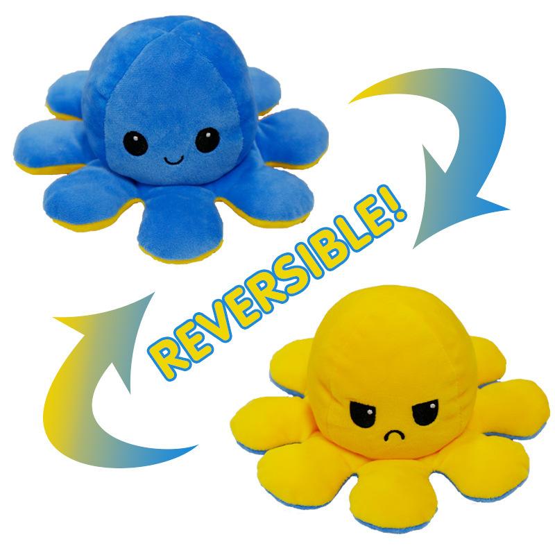 Reversible Flip Stuffed Octopus Plush  Doll Soft Simulation Reversible Plush Toy Double-sided Color