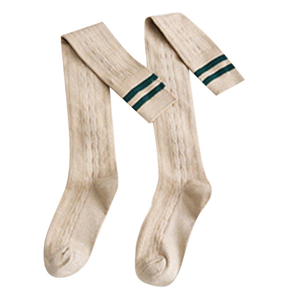 

Женские зимние теплые гетры в полоску для девочек, высокие длинные носки, леггинсы, стопка носков Free хаки