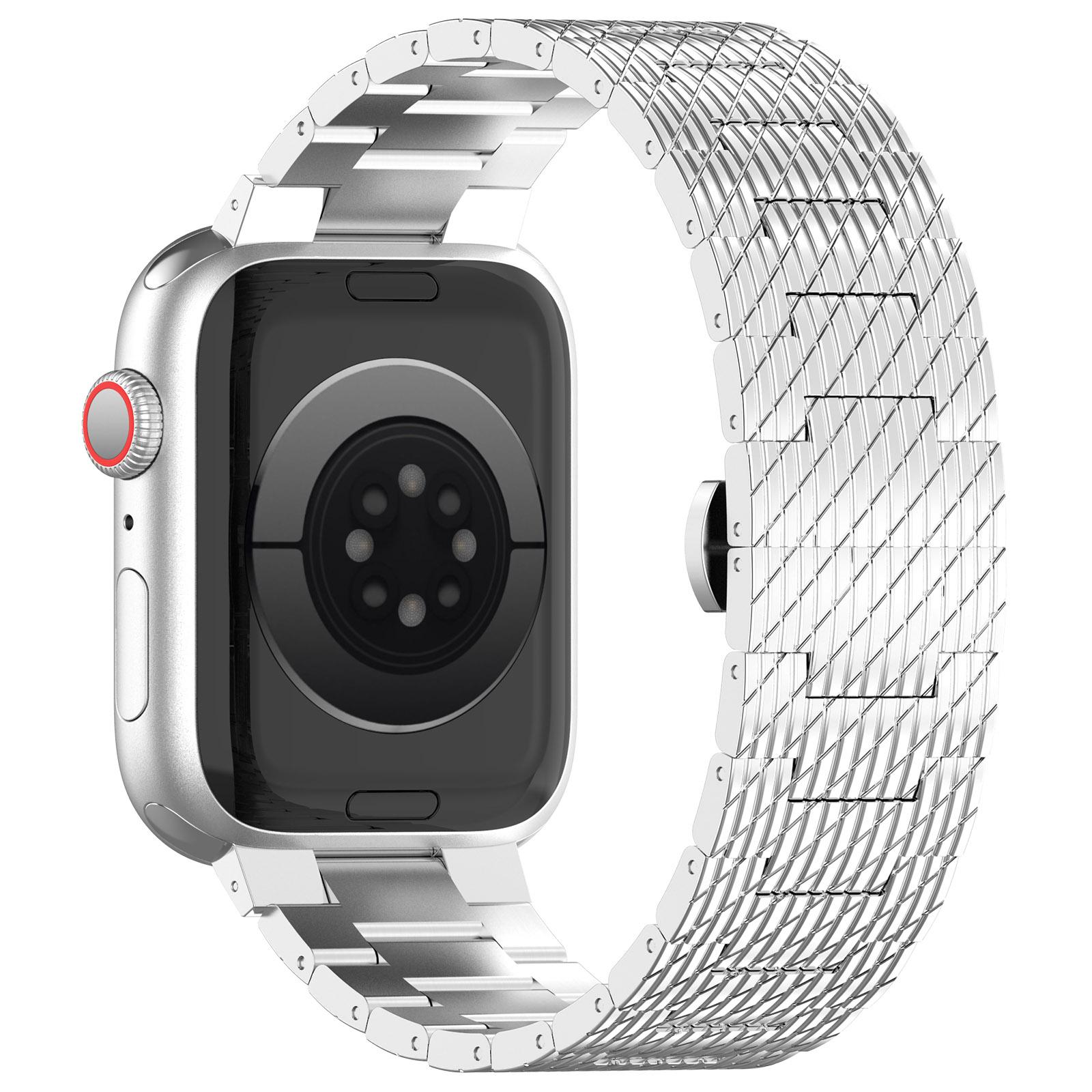 

For Apple Watch 10 46mm/Ultra 2/Ultra 49mm/9 8 7 45mm/SE (2023) SE (2022) SE 6 5 4 44mm/3 2 1 42mm Watch Bracelet Stainless Steel Strap Silver
