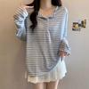 Lightweight Korean Style Sun Protection Shirt Stripe Long Sleeve T-Shirt Women's Summer Loose Casual Top Slightly See-through