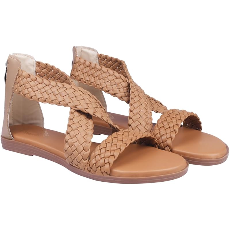 Shoetopia Women'S Flat Sandal-6 Kids Uk (Crv-Tan)
