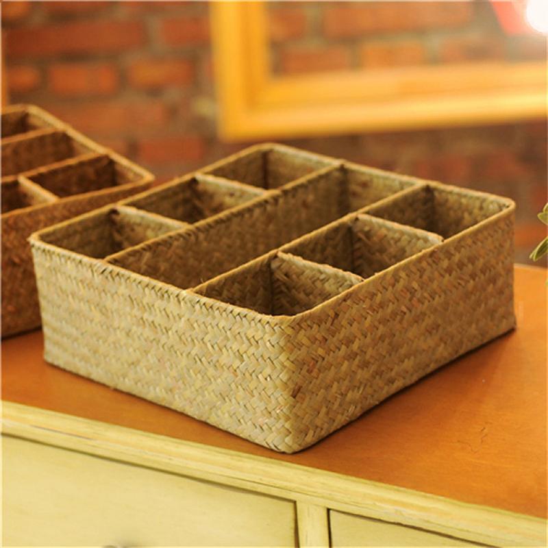 

Ящик для хранения решеток из семи решеток естественного цвета, сплетенный из морских водорослей, ящик для хранения из морских водорослей