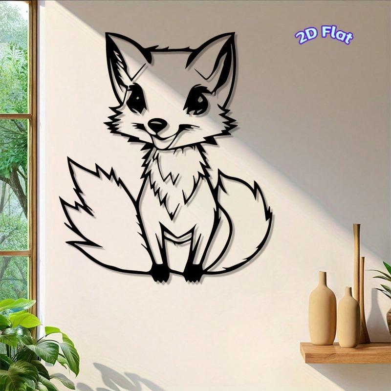 Fox Metal Wall Art Cute Fox Design Weather Resistant Iron Sculpture Garden Bedroom Gift