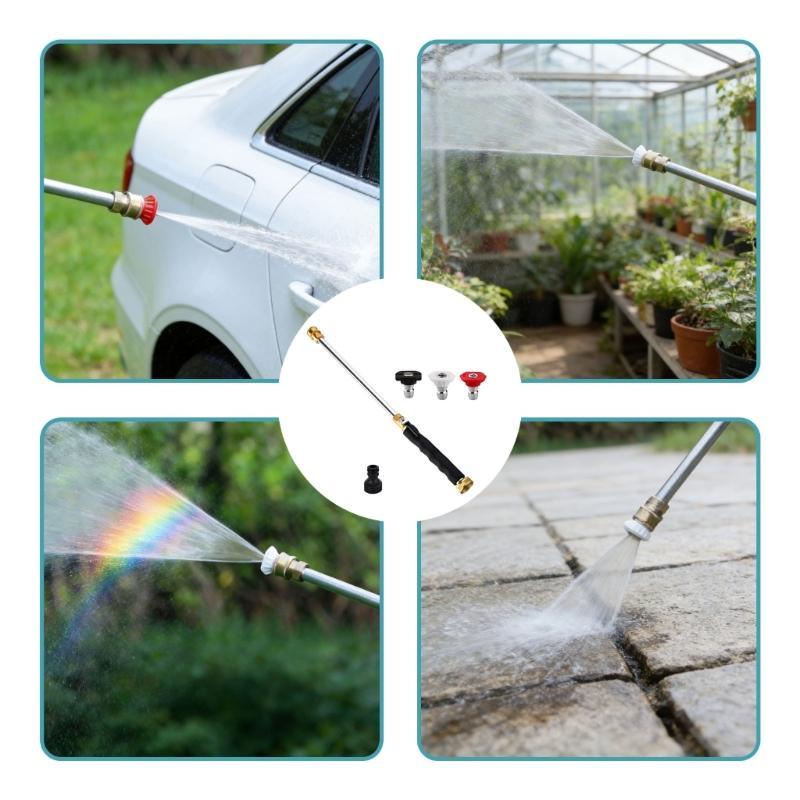 Metal Sprays Nozzle Kit Featuring High Pressure Output Ergonomic Grip and Three Interchangeable tip for Versatiles Cleaning