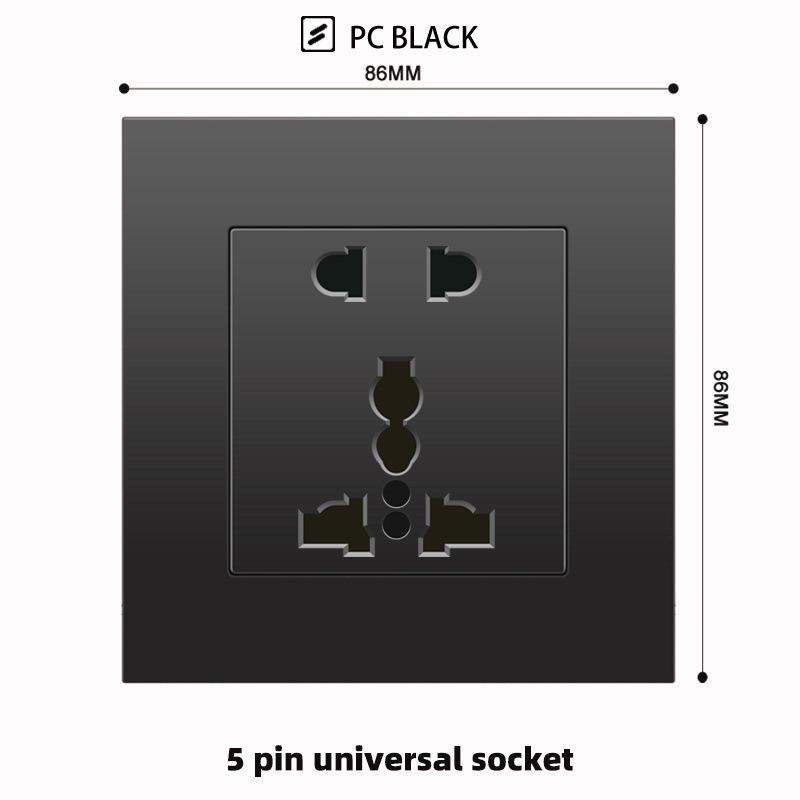 British 13A Socket with USB-C Fast Charging, Hong Kong & Macau Version, Black 3-Hole Square Pin 86 Panel
