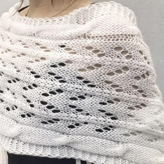 Dámská pletená šála Jednobarevná Měkký nadýchaný materiál Šála s dlouhým rukávem Dutý design Podzimní zimní šála Kabát