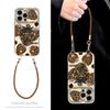 Leopard Print Strawberry Bracket Lanyard Suitable for Apple 17promax Mobile Phone Case 15 Electroplating 16 Soft Silicone 13 Protective Cover