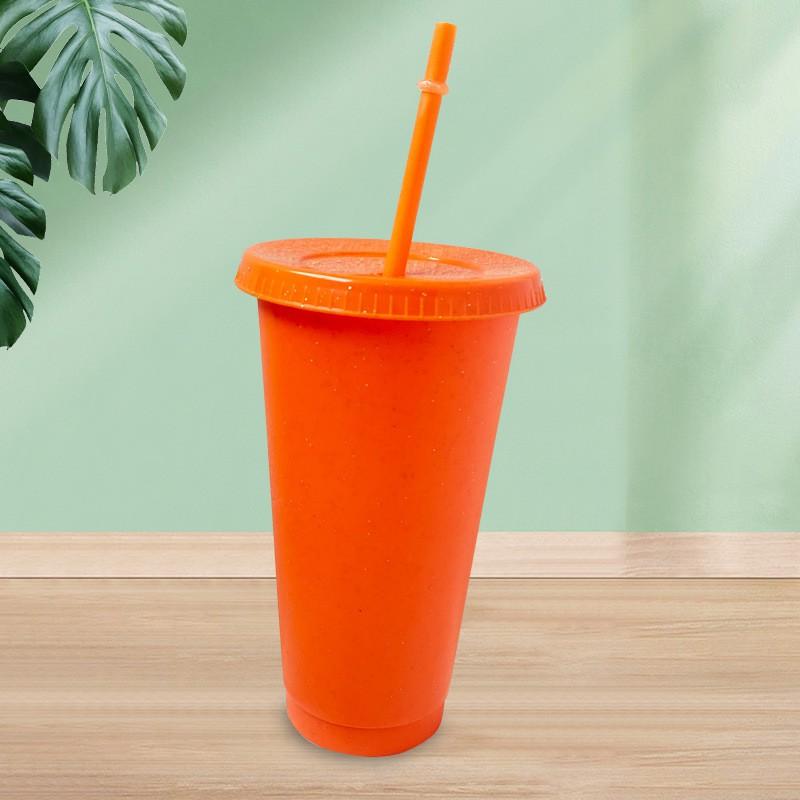 710ml Reusable Plastic Tumbler With Straw Colorful Large Capacity Cup Iced Coffee Smoothie Bubble Tea