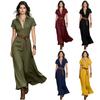 Women's Casual Vintage Color Short Sleeve Shirt Collar Dress for Everyday Wear