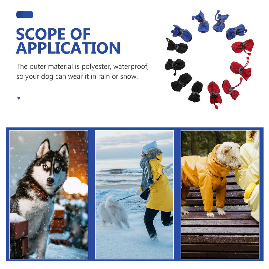 3Sets Pet Dog Rain Boots Waterproof Rain Shoes for Dogs Thickened Non-Slip Outdoor Dog Footwear Warm Rainy Day Protection Nylon