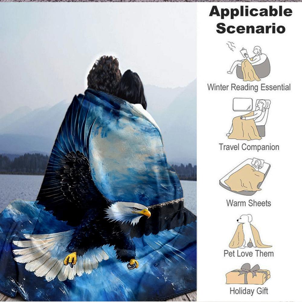 1pc Eagle Art Print Blanket, Lightweight Flannel Fleece with Digital Printing, Soft Warm for Sofa, Travel, Camping, Office, Couch, Chair, and Bed, All