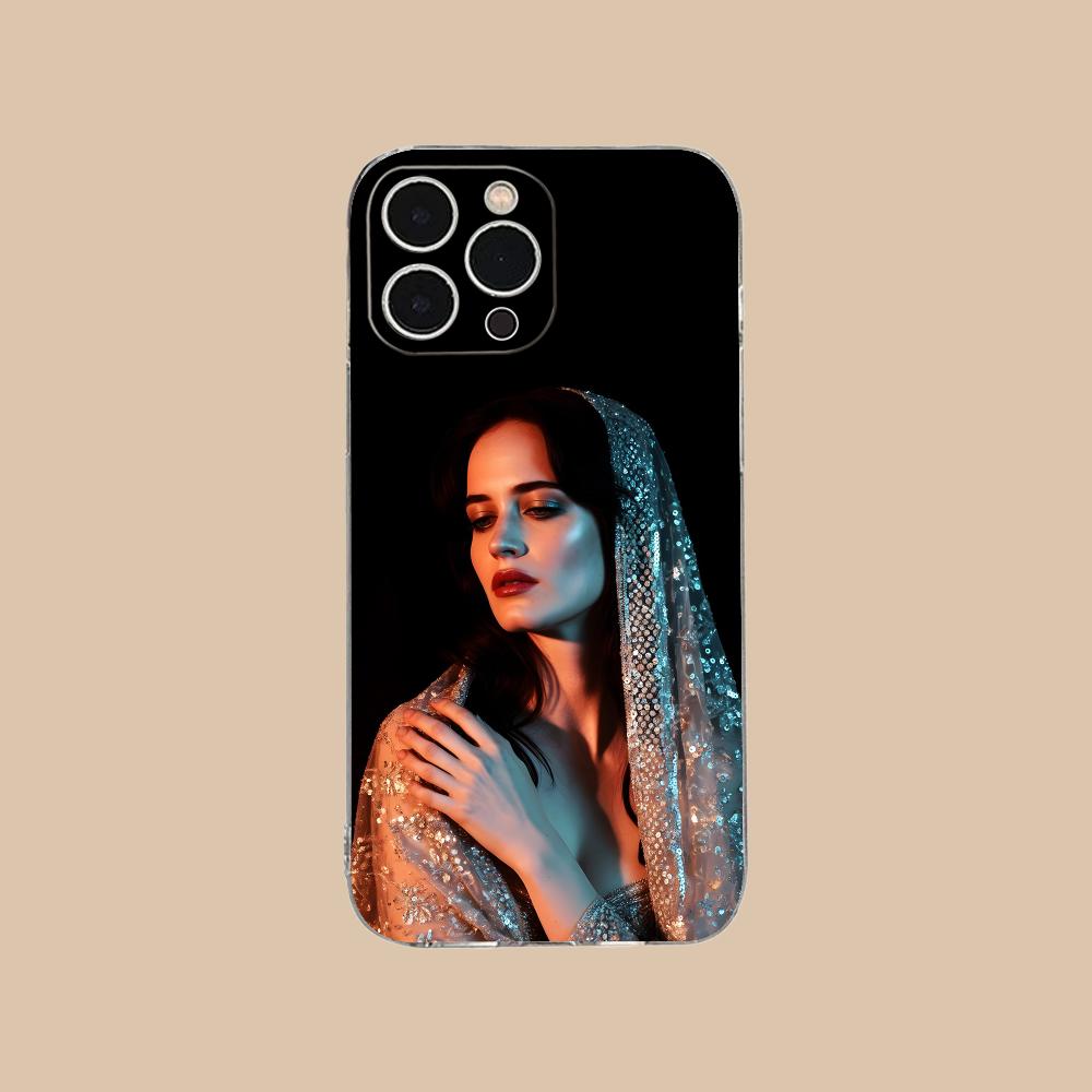 Eva Green Clear TPU Mobile Case for iPhone 17 16 15 14 13 12 11 X XR XS Air Pro Max Plus Mini Colorful Cover
