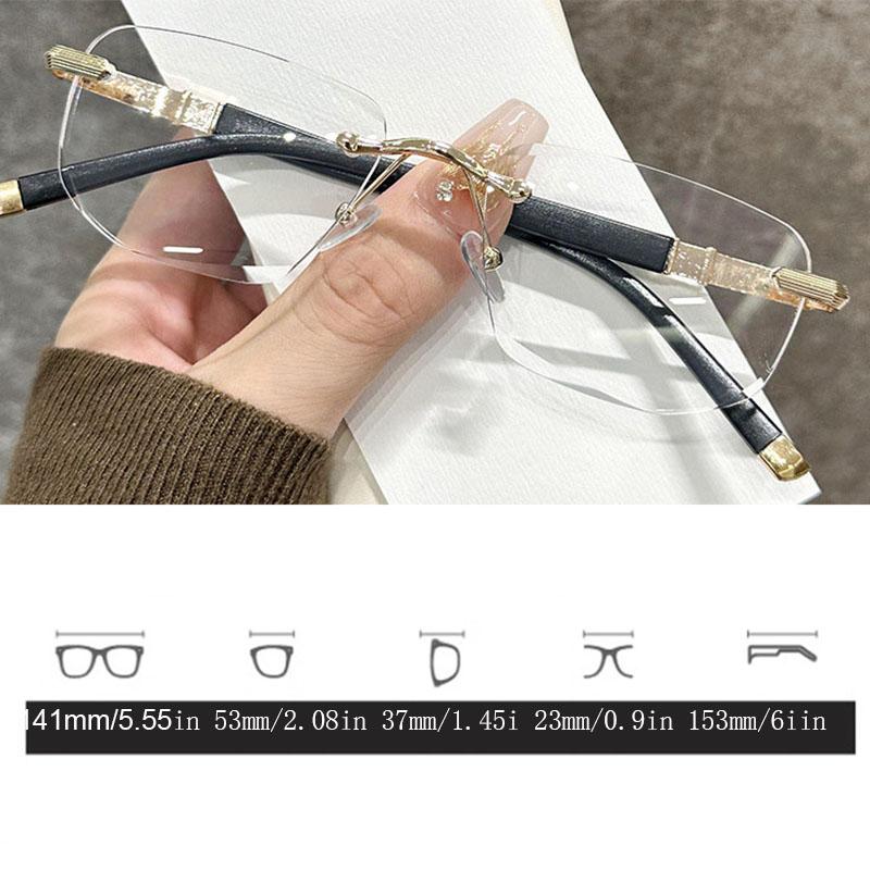 Ultra Light Frameless Cutting Glasses Women Men Metal Frame Rectangle Fashion Glasses