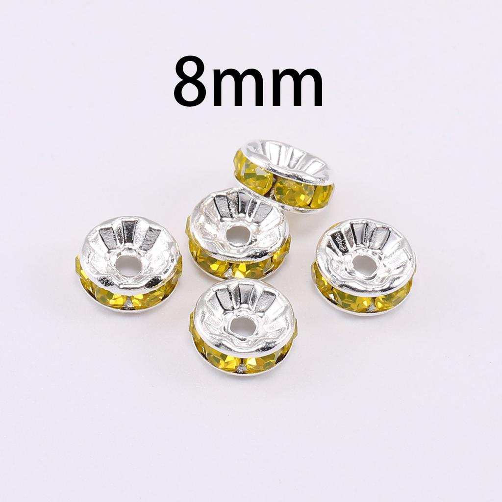50 stk/parti 8 mm Strass Rondeller Krystallperler Løse Avstandsperler Charms for DIY Håndlaget Smykketilbehør Produksjonsmateriell