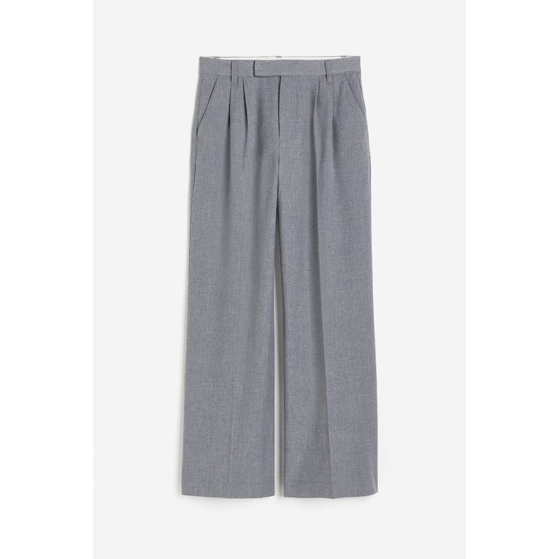 

HM Women s Pants Autumn Gray Casual Loose Straight-leg Plaid Work Clothing Suit Pants 1172763 Gray 42p