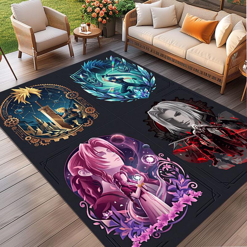 Final Fantasy Print Rug, Washable Floor Carpet, For Entryway Dorm Laundry Room Office Study, Home Decor Birthday Christmas Gift