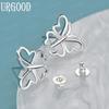 925 Sterling Silver Butterfly Pierced Earrings Fashion Wedding Jewelry