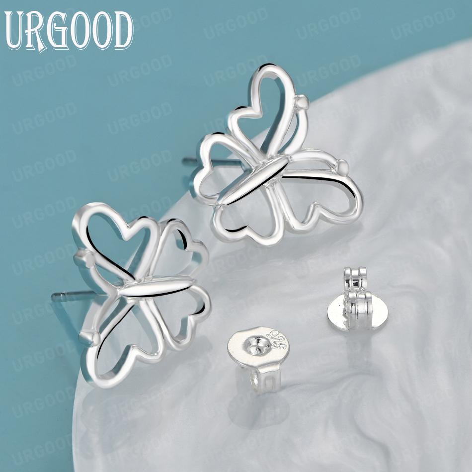 925 Sterling Silver Butterfly Pierced Earrings Fashion Wedding Jewelry