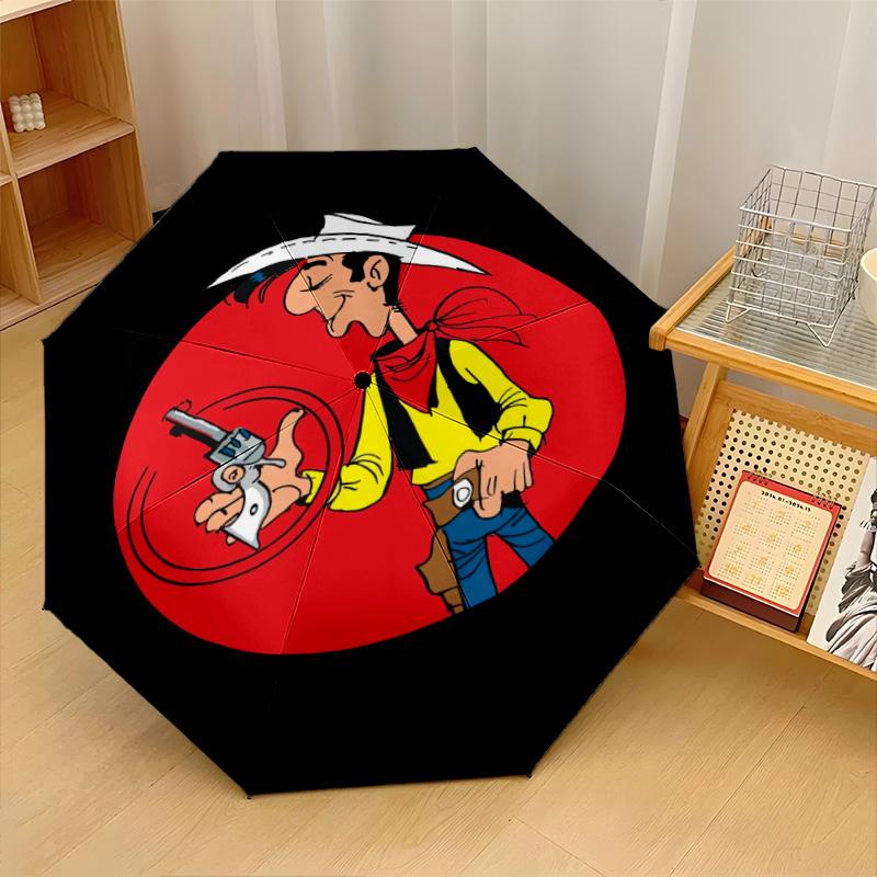 Lucky Luke Windproof Auto 8 Rib Folding Umbrella Portable Outdoor Parasol