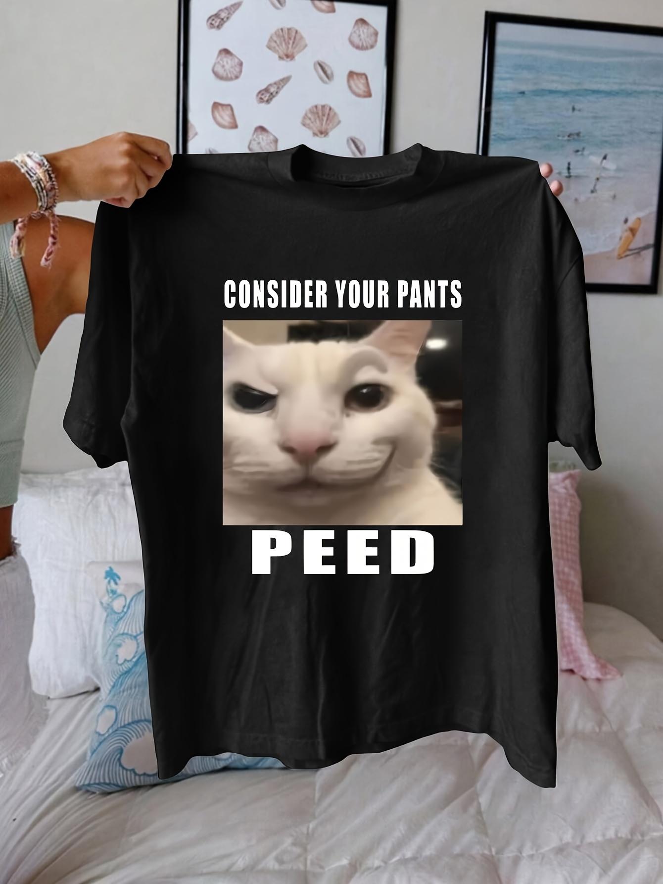 

Silly Cat Print T-Shirt for Women Casual Style with Round Neck Cartoon Pattern Knitted Polyester Fabric for Summer And Spring S