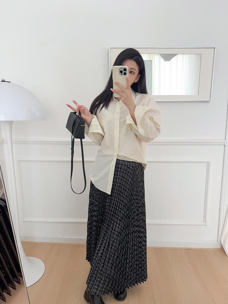 LP Women's Long Sleeve Drapey Slimming Blouse, Milk Yellow - Spring Casual Style