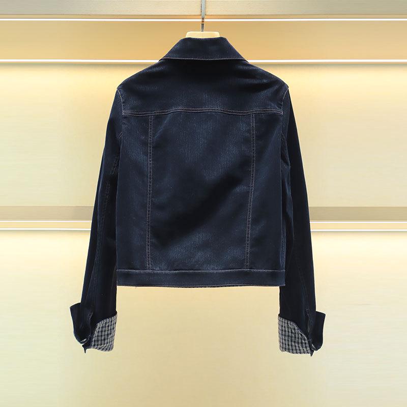 Mo Shu Wei Ya 2025 Retro Denim Jacket: Winter Lapel Patch Pocket, Single-Breasted Straight Fit