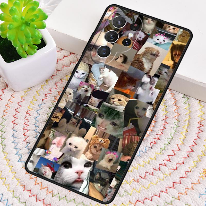 Crying Cat Memes Phone Case for Samsung Galaxy note 10 pro S26 Ultra S23 S24 FE S25 S21 S22 PLUS shockproof Cove
