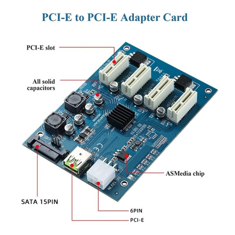 Multiple GPU Adapter Card ASM1184e Main Control For Mining And Rendering With PCIE Slots Support
