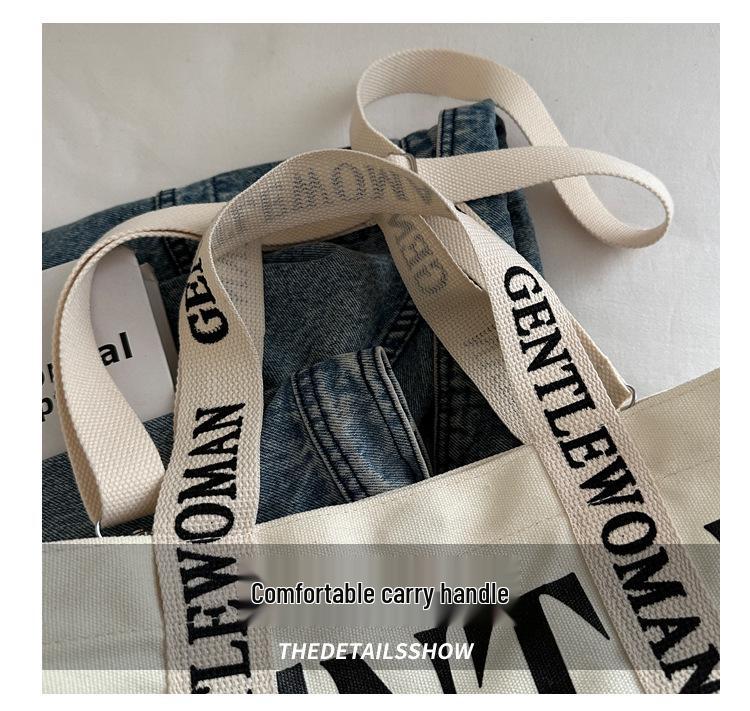 2025 Women's Color-Blocking Canvas Handbag: Trendy Crossbody & Shoulder Bag with Colorful Strap