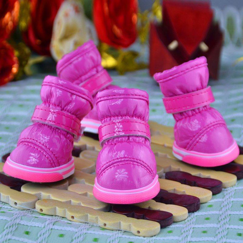 4Pcs/set Winter Pet Dog Shoes For Small Dogs Warm Fleece Puppy Pet Shoes Waterproof Dog Snow Boots Chihuahua Yorkie Shoes