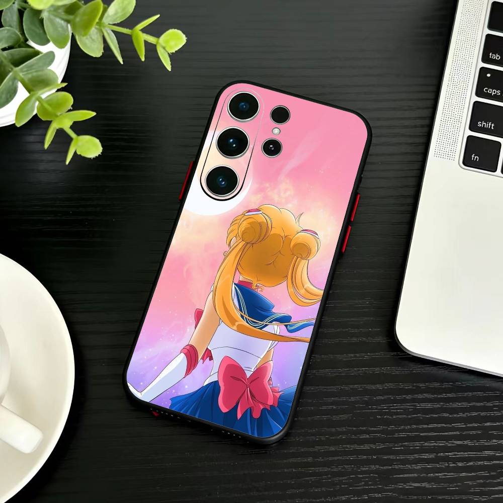 Handyhülle mit Sailor-Moons-Motiv für Samsung S26, S25, S24, S23, S22, S30, S21, Ultra, Plus, FE 5G, Schwarz, Weich
