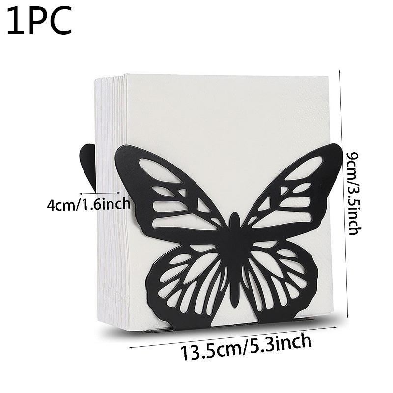 Standing Napkin Dispenser For Table Black Stainless Steel Coffee Cup Butterfly Theme Napkin Holder for Kitchen Restaurant Table