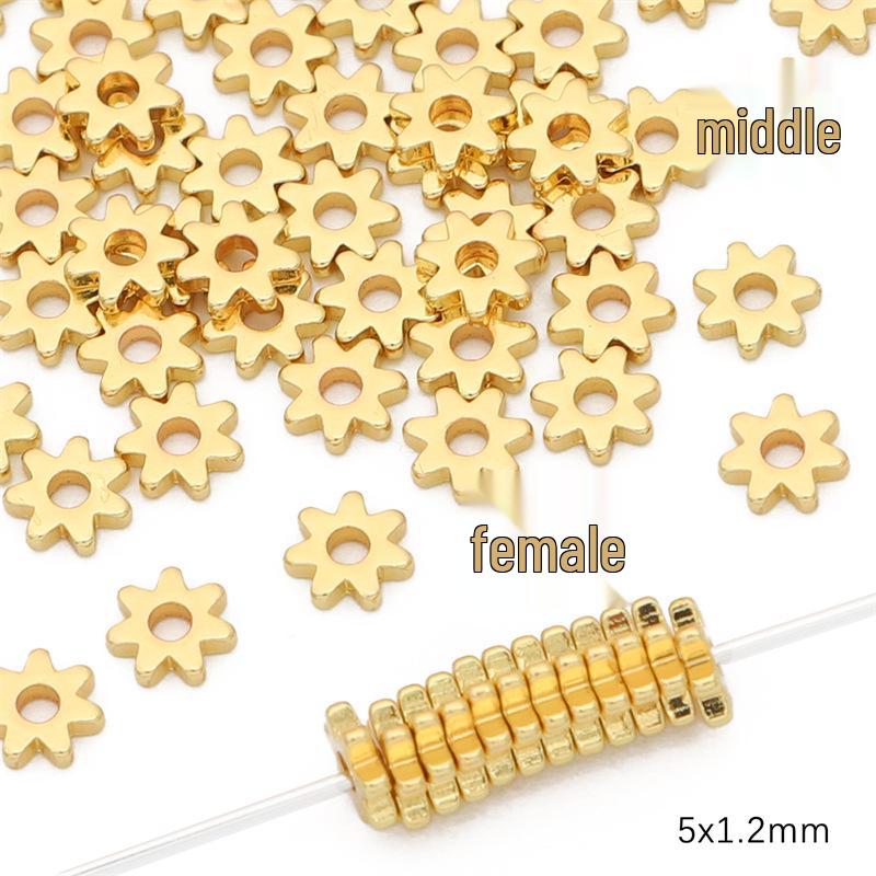 Copper Retention 14K Gold-Filled Plum Blossom Heart Spacers, 925 Silver DIY Ancient Style Jewelry Accessories for Bracelets, Necklaces, Earrings