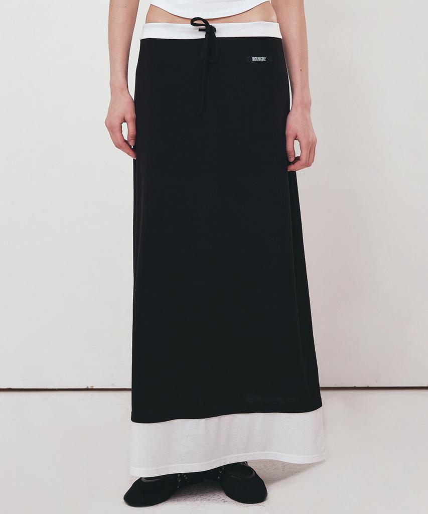 Nigaennikol Double Layered Long Skirt_Black