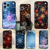 Art Christmas Snowflakes For iPhone 12,16,11,14,15,17,13,X,Mini,SE,XS,Plus,Pro Max,8,7,XR,Soft Silicone Black Case