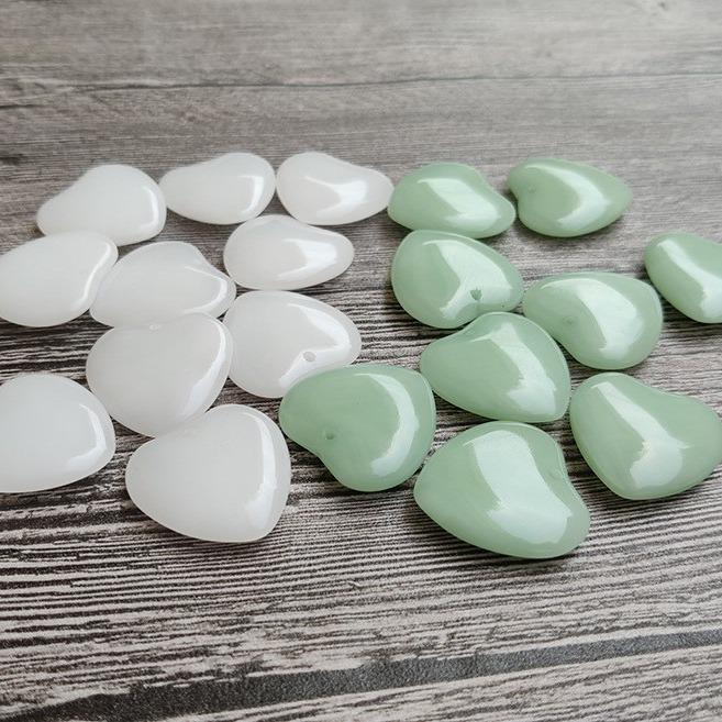 Jade Heart Pendant Necklace: White and Green Love Engraved Design