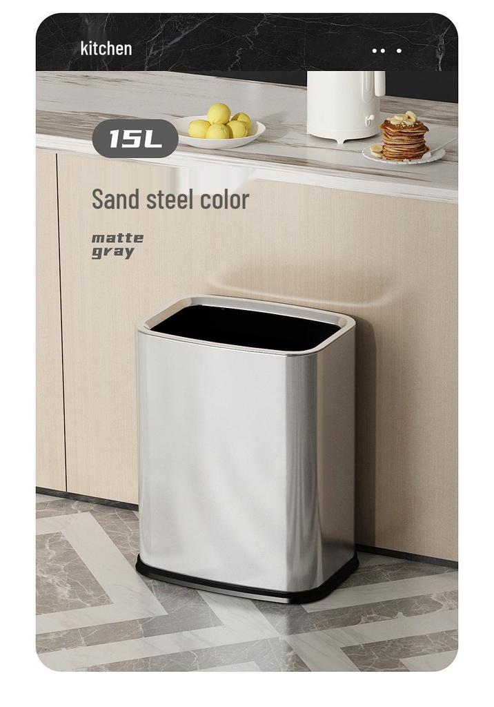 Double-Layer Guest Room Trash Can for Hotel/Bathroom/Office, 8L, Lidless Design