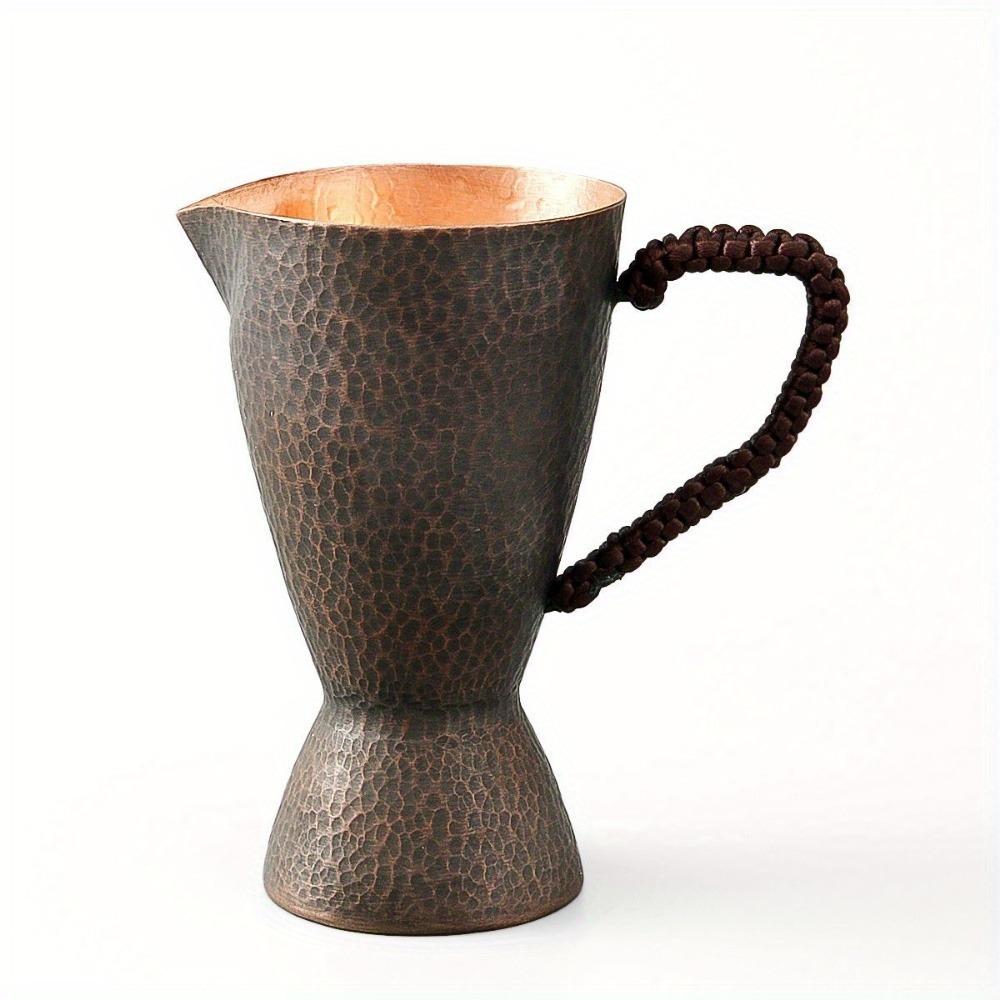 Ручная работа, чеканная, фиолетовая медь, чайная чашка, ретро-стиль, стакан для воды, кофейная кружка, кружка, стакан для холодной воды с ручкой 301-400ml чёрный