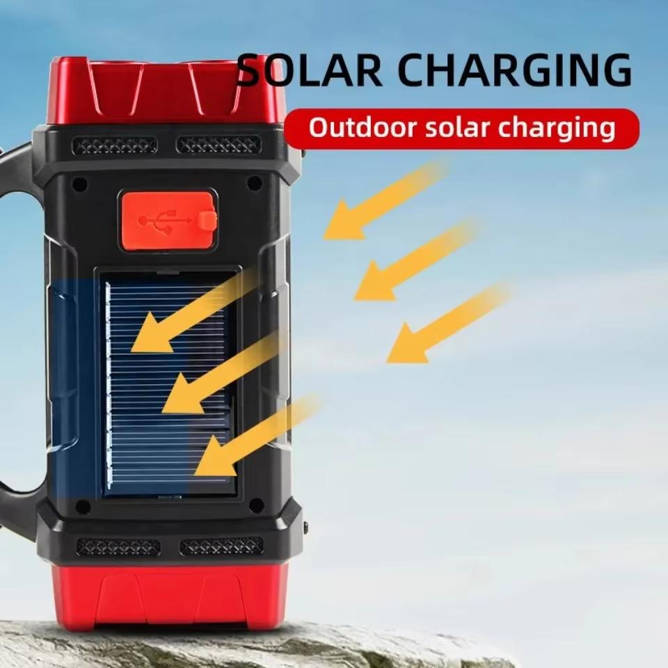 Lumină LED Multifuncțională Portabilă Reîncărcabilă cu Energie Solară Sursă de Lumină Duală USB Reflector de Căutare pentru Exterior Lumină de Camping pentru Drumeții