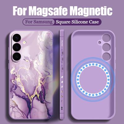 Für Samsung Galaxy S25 Ultra S24 S22 Plus S23 S21 A56 A36 A16 A55 Marmormuster Stoßfestes TPU Weich Für Magsafe Magnetisch Mit Umhängeband Schlankes Etui Abdeckung