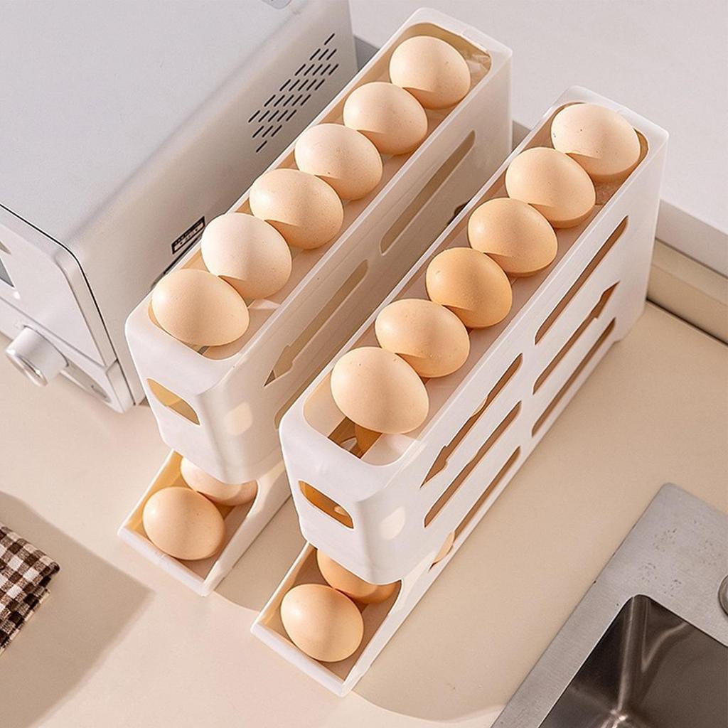 4 Layer Automatic Egg Roller Egg Holder Kitchen Dedicated Egg Roller Rack Space Saving Large Capacity Egg Organiser Egg Boxes