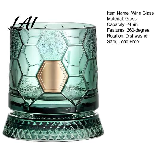 Whisky Aroma Enhancer Glas Drehendes Glas 360 Grad Rotierender Fußballförmiger Becher 245ml
