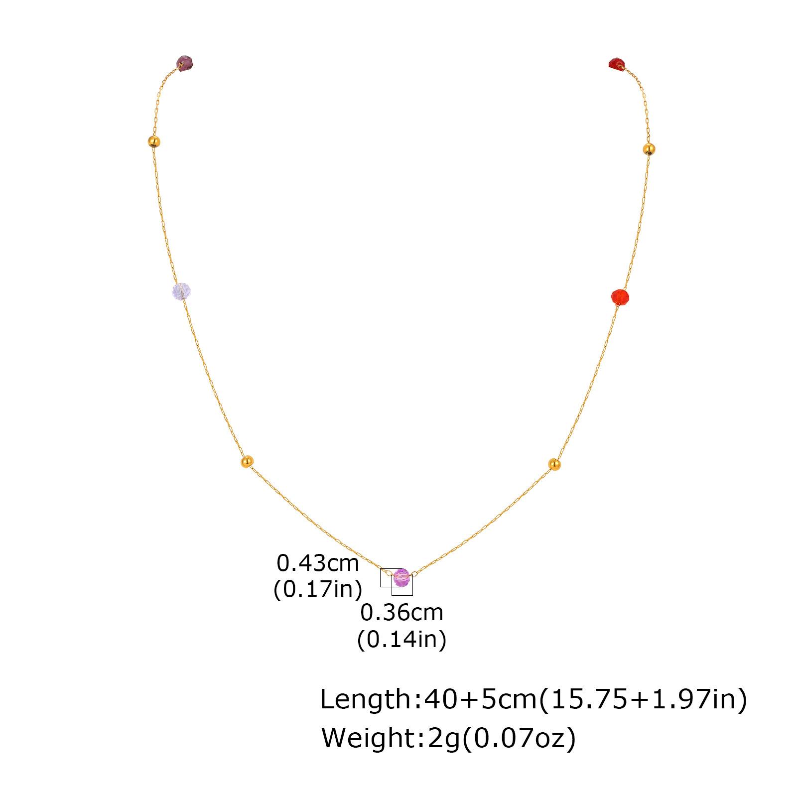 Fashion Jewelry Stainless Steel Color Cut Beads Gold Necklace Ladies 2267