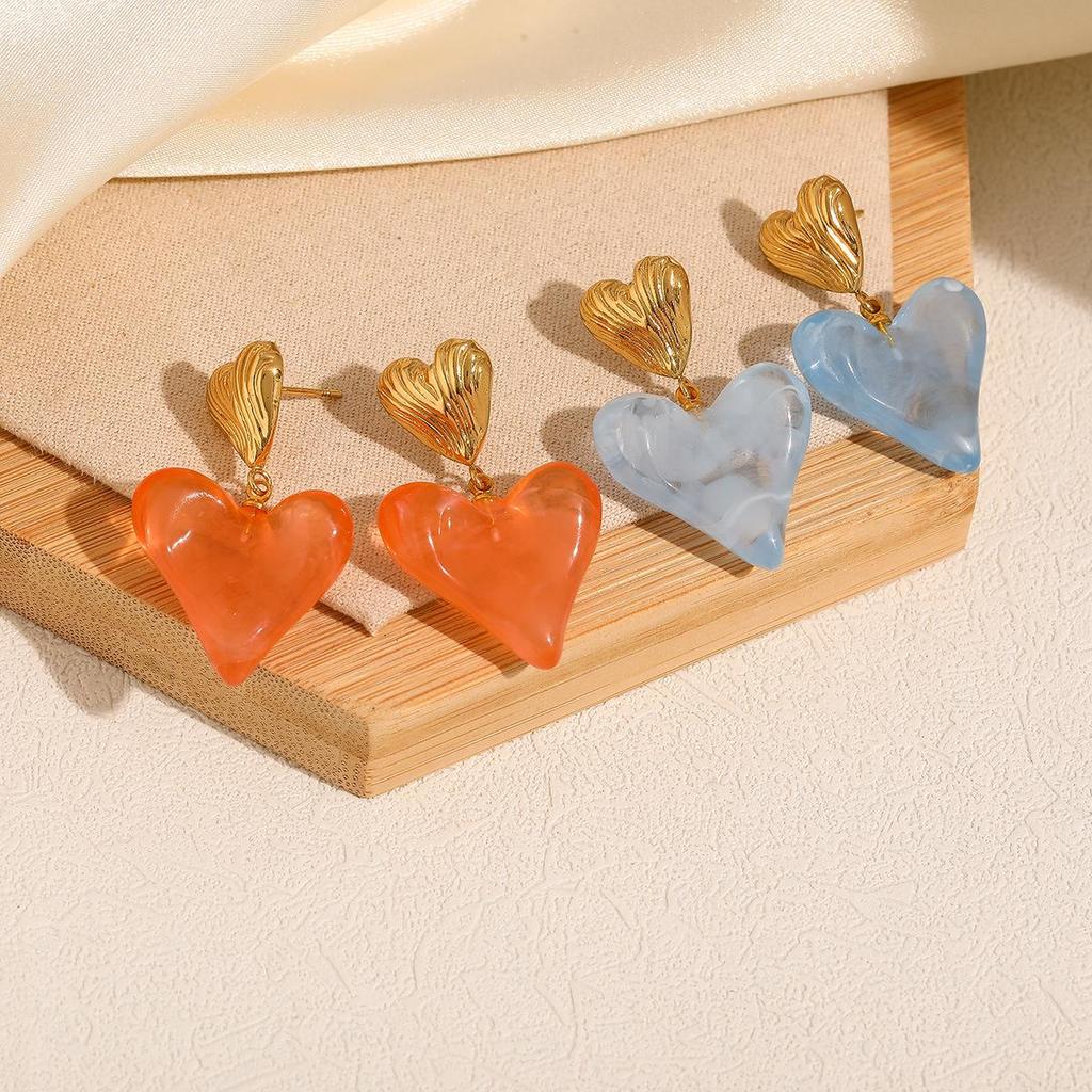 Heart Earrings: French Retro Style, Stainless Steel, Elegant & Sweet, Light Luxury Hong Kong Design for Women