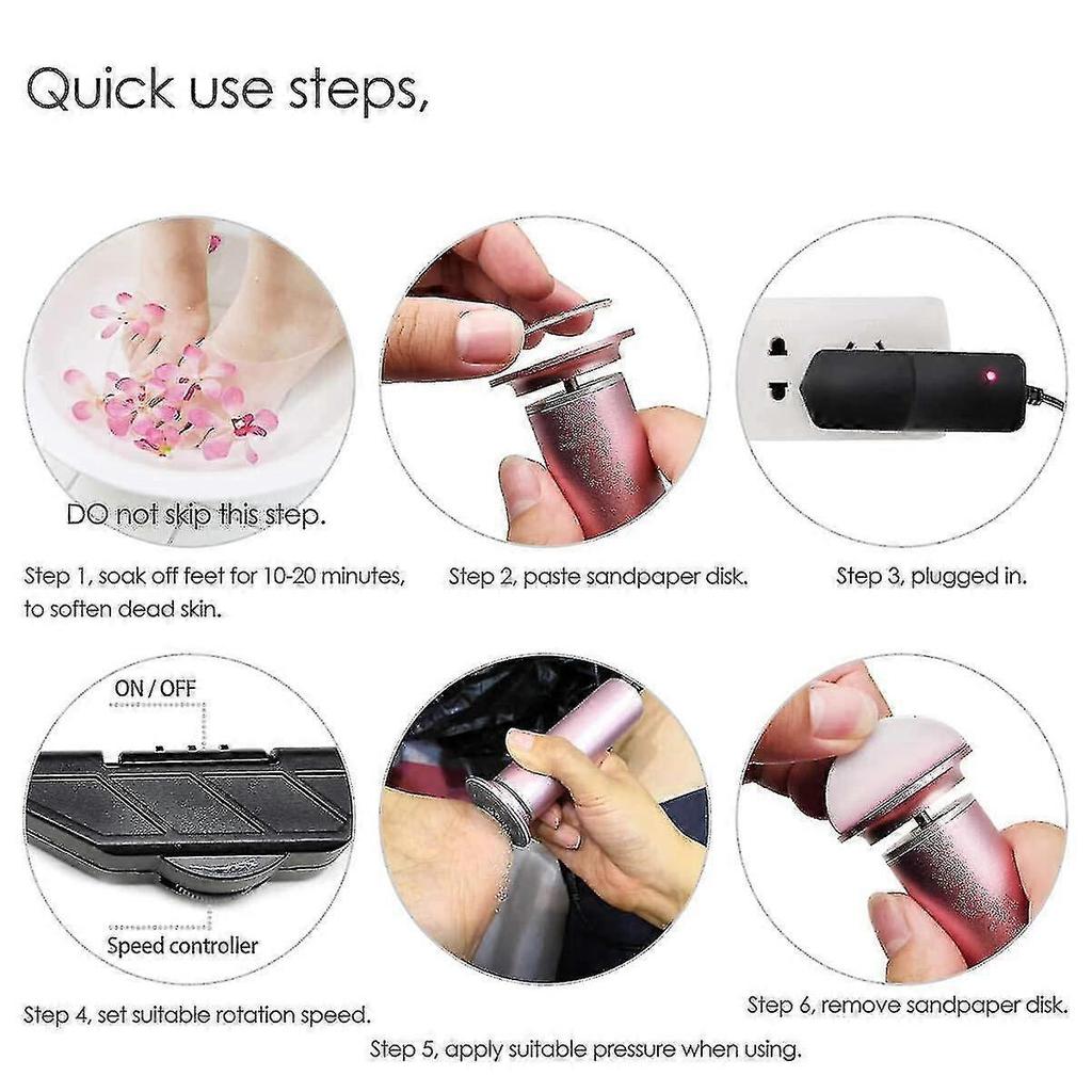 A Professional Electric Foot File and Callus Remover with Adjustable Speed and 60pcs of Replacement Sandpaper Disks.