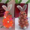Happy Easter Bunny Tree Resin Bunny Figurines W/ Colorful Beads Tabletop Decor Lights Up Rabbits Spring Easter Decorations Gifts
