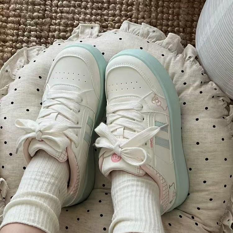 Women's White German Training Shoes - Thick 5cm Sole, Trendy Casual Sports Sneakers, Spring 2026